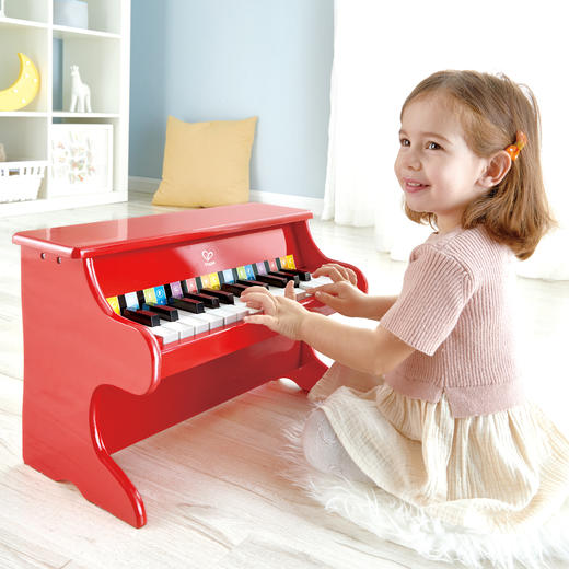 Hape儿童木制机械小钢琴 3-6岁男女小孩儿童音乐玩具早教儿童节礼物 25键钢琴红色 E8466 商品图2