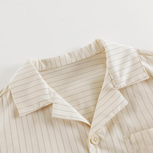 马克珍妮男童时尚条纹短袖衬衫儿童纯棉衬衣2025年夏装新款550359 商品图3