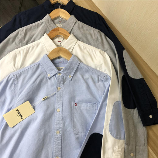 2025新款手肘贴布补丁全棉水洗牛津纺百搭春季修身休闲衬衫衬衣男款！情侣款！ 商品图0