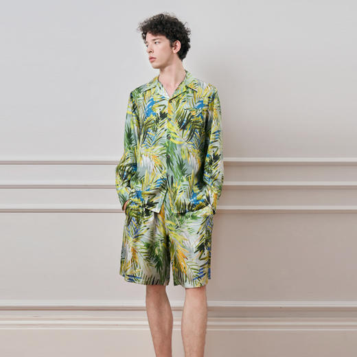 Solo seta男士真丝衬衫度假风桑蚕丝睡衣上装丝绸休闲2025年秋季 商品图1