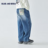 【代发】男款休闲牛仔裤 蓝汽水童装宽松休闲牛仔裤男童松紧腰撞色裤子做旧口袋印标长裤 商品缩略图2