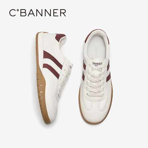 千百度男鞋薄底透气网面鞋复古德训鞋跑步运动休闲鞋A25126702 商品图4