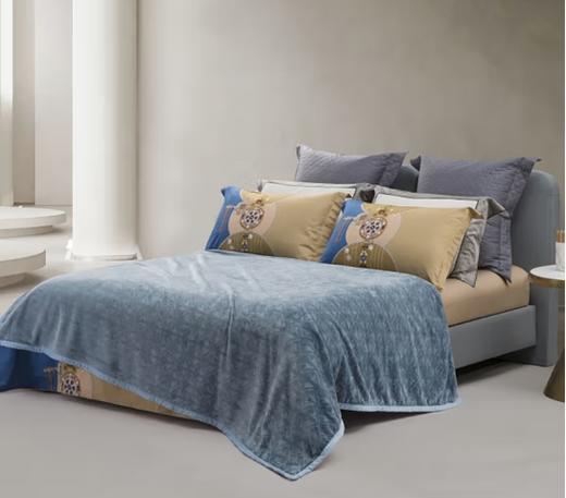 水星家纺薇蓝物语可水洗云朵柔绒毯 商品图0