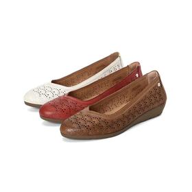 【Pikolinos】  B3F |  派高雁春季牛皮镂空低跟坡跟套脚单鞋 PS250905