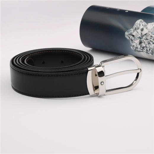 万宝龙MONTBLANC椭圆针扣黑棕双面腰带皮带120x3cm 38157/128135 商品图5