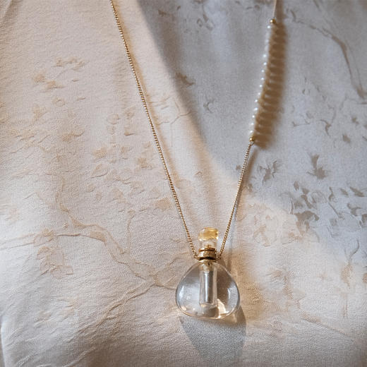 MELI&MOLI 【金】天然水晶中号福袋吊坠 半边长珍珠串环扣套链  【D类】 商品图1