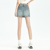 罗蒙女士夏季牛仔裙高腰显瘦短裙简约百搭舒适牛仔裙子女休闲通勤 商品缩略图4