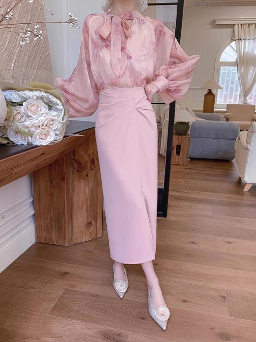 张心子【粉若桃花】春夏高腰褶皱显瘦半身裙 U2502040 商品图10