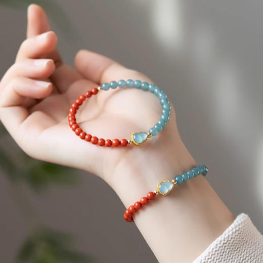 半山半水南红翡翠福禄手串5mm  蓝山翡翠水头好甄选满肉南红温润细腻色泽纯正一物一证 商品图1