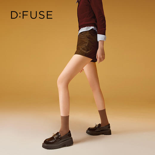 迪芙斯2025春新款轻便通勤圆环金属扣增高厚底乐福鞋通勤鞋DFD1112106 商品图1