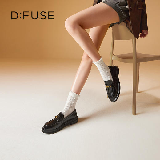 迪芙斯2025春季新款轻便通勤皮鞋英伦风轻量百搭乐福鞋DFD1112114 商品图1