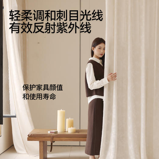 【岚竹纱】金蝉精致树叶纹理色织纱帘 商品图2