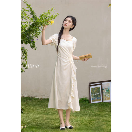 【6折秒杀】鹿向南  「白茶琉璃」连衣裙L53606 商品图2