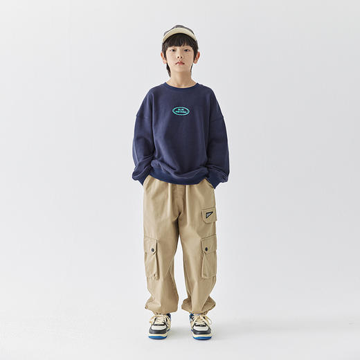 【代发】男款斜纹工装裤 蓝汽水童装斜纹重工裤子男童口袋设计中大童亲子束脚长裤 商品图1