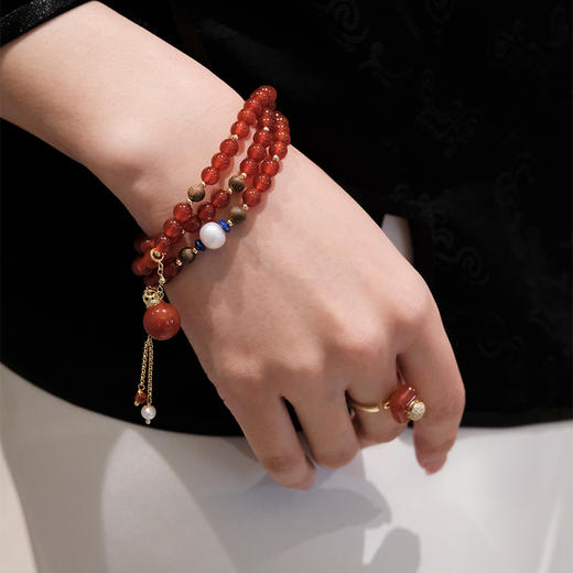 MELI&MOLI【火】红玛瑙迷你香薰瓶 珍珠点缀圆珠手串【D类】 商品图2