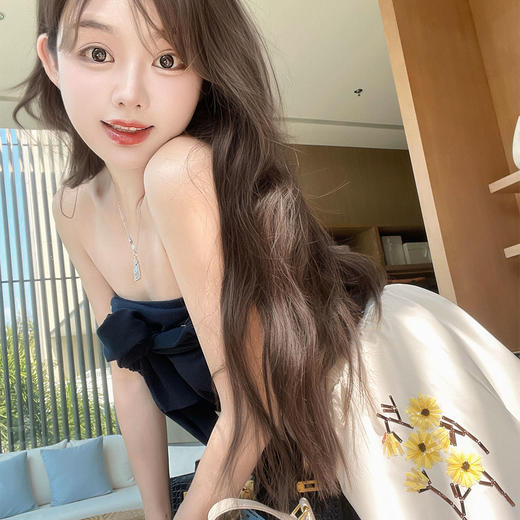 清仓捡漏 LIN BOUTIQUE 多工艺上衣重工罗纹撞色拼接手工订珠伞摆半身裙女 商品图2