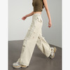 西遇白色工装裤女新款松紧腰美式酷飒风高腰直筒休闲裤D0050454 商品缩略图2