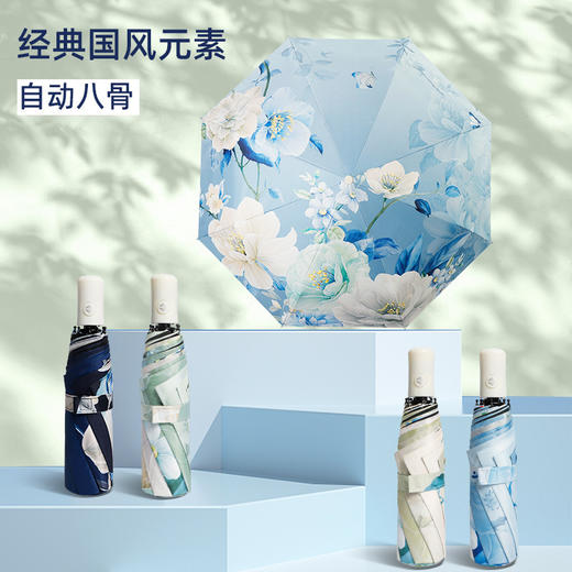 【国风复古油画系列❗️16骨黑胶晴雨伞】复古实木手柄，防紫外线抗风暴雨伞，手开晴雨伞，两用晴雨伞折叠伞，黑胶伞防晒帽太阳伞雨衣遮阳伞夏日L 商品图1