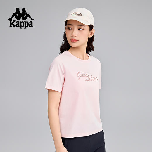 Kappa卡帕背靠背2025夏款运动t恤女士休闲索罗娜短袖圆领体恤上衣K0F42TD41 商品图1