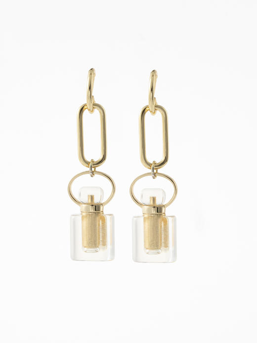 MELI&MOLI |全清水晶迷你方糖瓶925银O形耳环—五行之金 商品图0