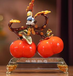 【彼达思】事事如意柿子摆件 红橙色18*9*20cm