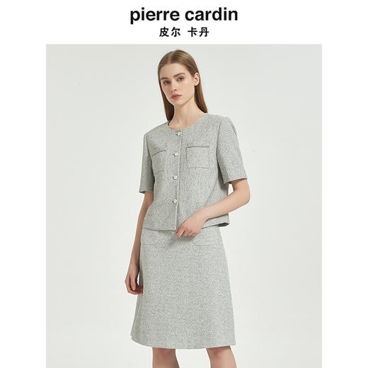 皮尔卡丹女装知性优雅简约修身短袖上衣C51UL025H0 商品图3