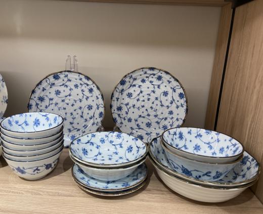 【样品清仓】日本美浓烧陶瓷有古窑餐具蔓唐草16件套装蓝染牡丹18件套 商品图2