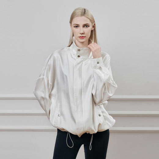 Solo seta女士真丝纯色睡衣上装桑蚕丝夹克2025年秋季轻奢高级感 商品图1