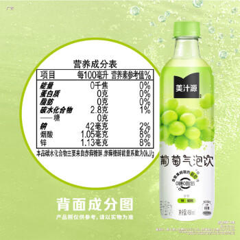 可口可乐（Coca-Cola）美汁源 无糖饮料 葡萄气泡饮 480ml*12瓶 整箱装 商品图2