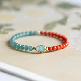 半山半水南红翡翠福禄手串5mm  蓝山翡翠水头好甄选满肉南红温润细腻色泽纯正一物一证