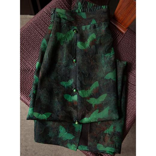 新中式真丝香云纱高腰拉链提花A字半身裙 商品图4