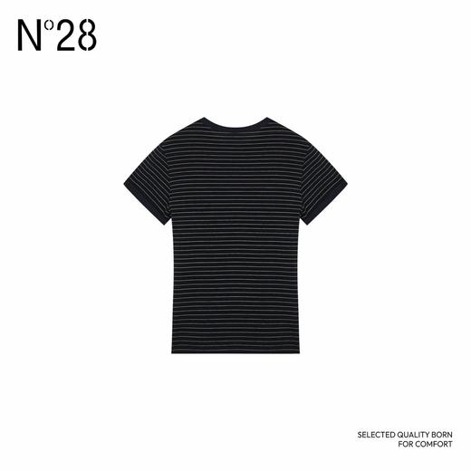 N°28 2025春夏新款条纹短袖T恤休闲时尚圆领上衣895131T004 商品图2