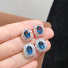 【璀璨流光】镶嵌天然伦敦蓝托帕石耳钉豪华贵气耳环女士礼物6*8mm皇家珠宝饰品 商品缩略图3