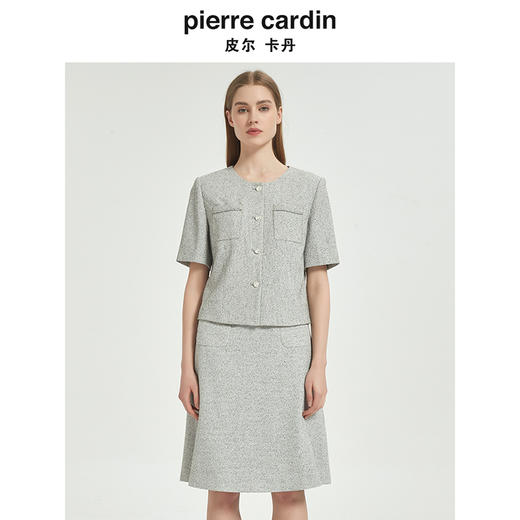 皮尔卡丹女装知性优雅简约修身短袖上衣C51UL025H0 商品图0