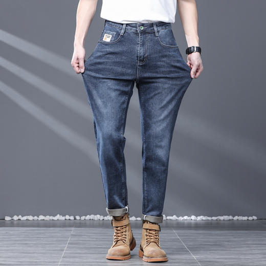 圣得西男士牛仔裤2025年春季新款青年休闲修身小脚弹力长裤男款2512915061 商品图2