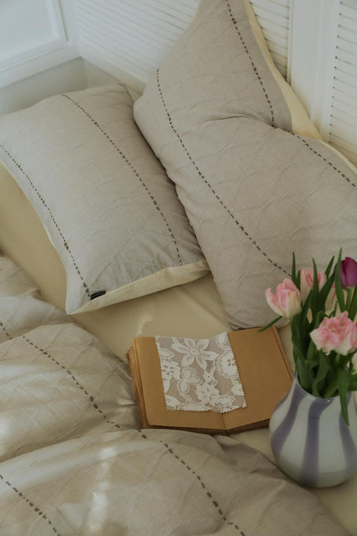 【全棉系列】  韩风色织肌理手工剪花床上四件套 水洗纯棉床单被套春夏新品1.8m 商品图5