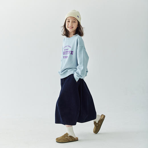 【代发】女款圆领印花卫衣 棵初童装春秋季童装圆领字母印花卫衣女童美式复古风简约百搭上衣 商品图1