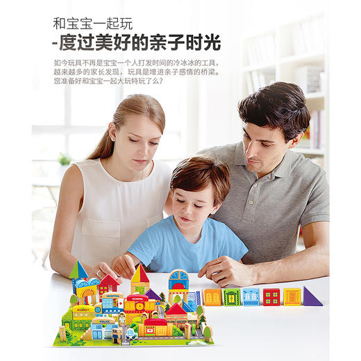 Hape大颗粒木质积木 生活趣味情景拼搭积木桶装早教玩具 E8029 125PCS城市情景积木 商品图2