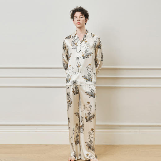 Solo seta22姆米重磅真丝男士印花衬衫长裤桑蚕丝家居服2025年秋 商品图2