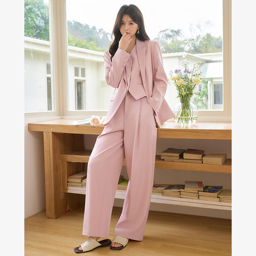 优雅高级感通勤风西装裤女压褶显瘦垂感休闲长裤V0250020 商品图1