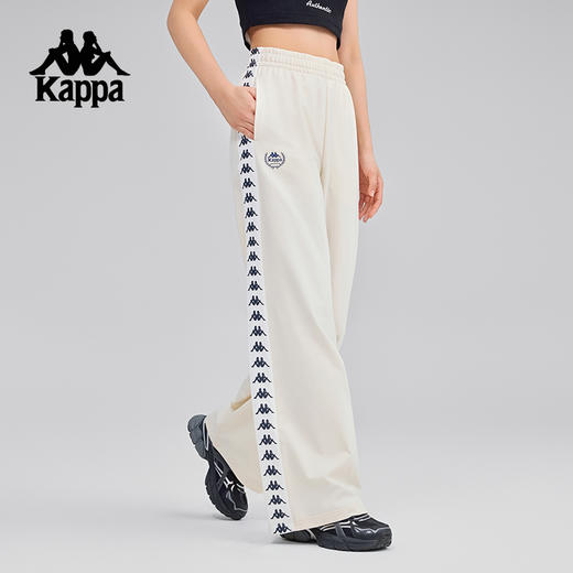 Kappa卡帕背靠背运动裤女春季新款串标直筒裤复古休闲裤宽松卫裤K0F42AK05 商品图1