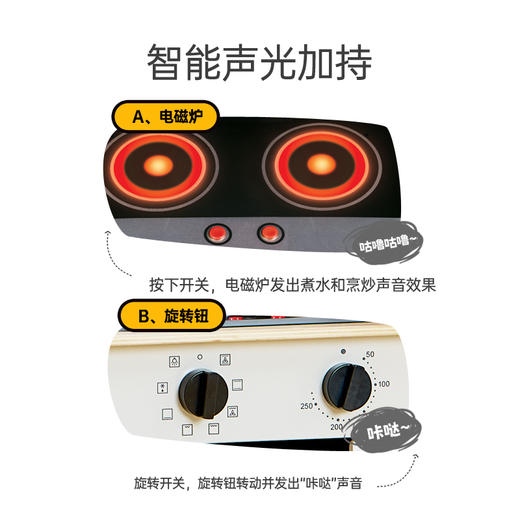 Hape(德国)男女孩做饭玩具过家家多功能现代声光电厨房3岁+礼物E3213 商品图1