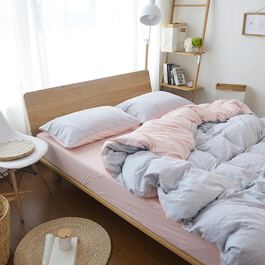 丁摩 天竺棉被套单件 全棉针织百隆色纺无印日式条纹纯棉学生宿舍被罩5ZF-3106 商品图7