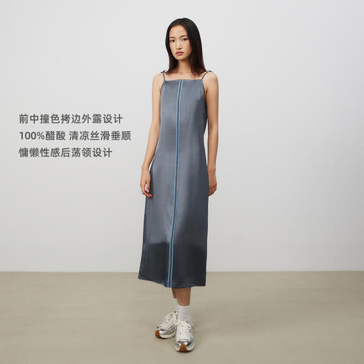 lost in echo2025春夏新款日本进口高级醋酸后荡领吊带长连衣裙女 商品图1