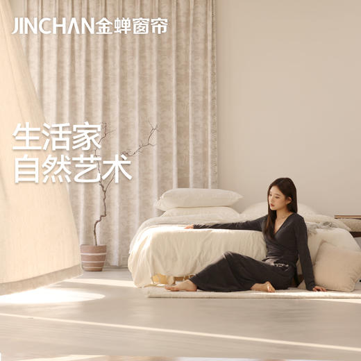 【茹伊丛林纱】金蝉色织提花绒面色织纱帘 商品图0