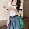 【条纹U领短款针织衫】夏季薄款 百搭修身显瘦短袖套头上衣女小衫潮  商品缩略图2
