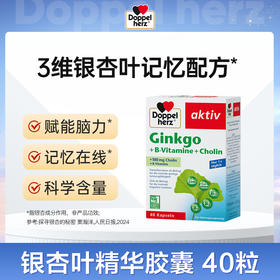 德国双心银杏精华胶囊40粒叶片提取物银杏叶进口保健品精华素2-4-6盒装