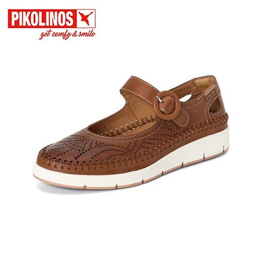 【Pikolinos 】  B3F | 派高雁春季牛皮中口平底一字式扣带舒适单鞋PS259202 商品图1