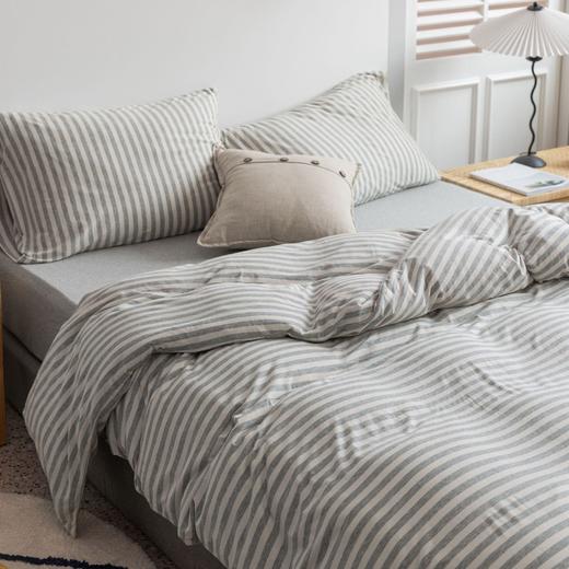 丁摩 天竺棉被套单件 全棉针织百隆色纺无印日式条纹纯棉学生宿舍被罩5ZF-3106 商品图5