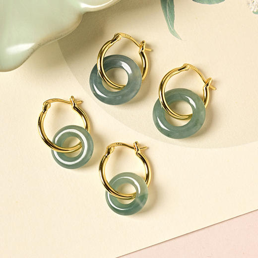 yszz-03005- 天然A货翡翠国风简约圆环耳环s925银针-RJ022 商品图4